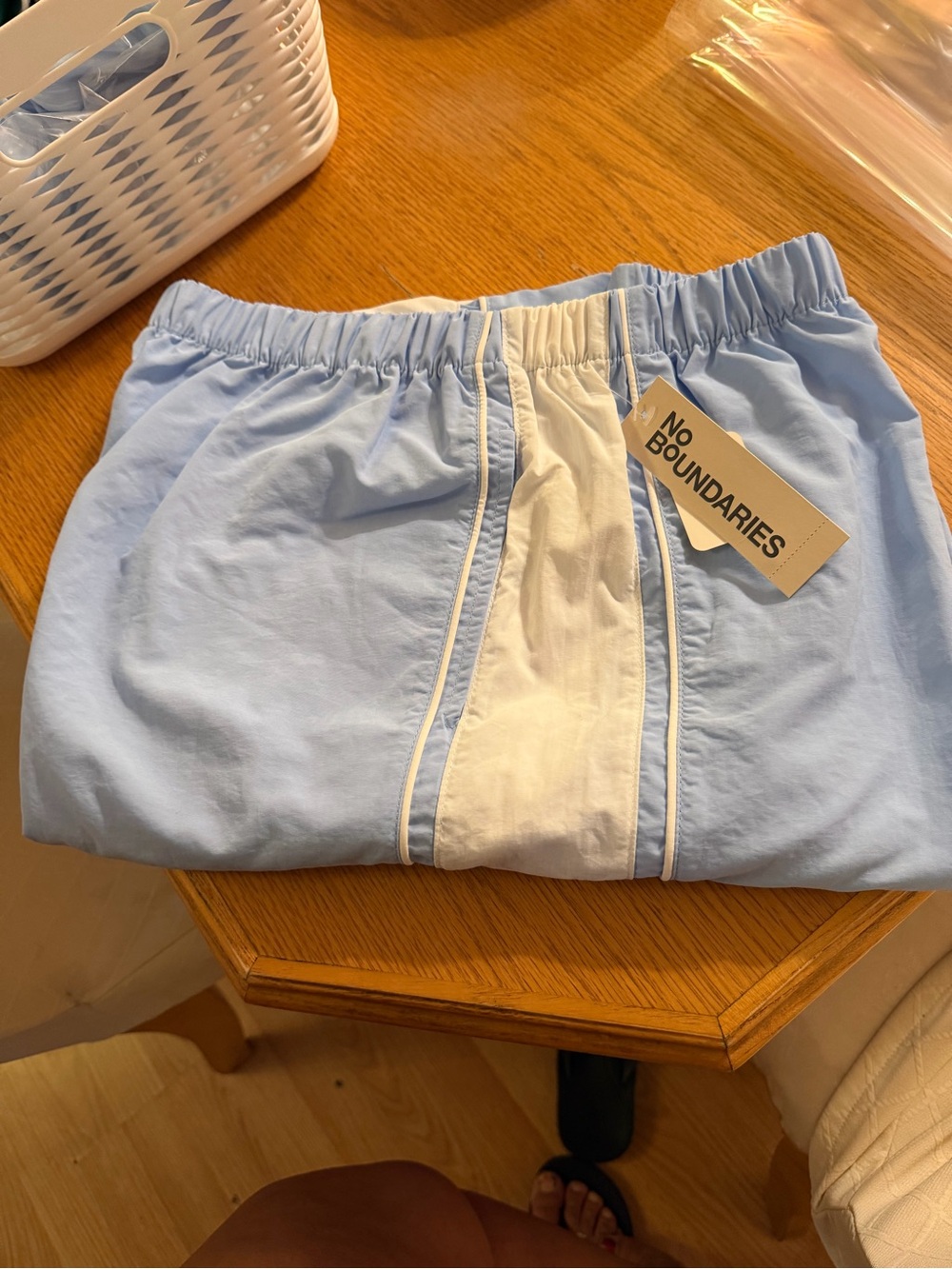 No Boundaries Light Blue and White Athletic Shorts